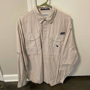 Columbia Super Bonehead Men’s Large Long Sleeve Fishing Shirt - Tan Plaid